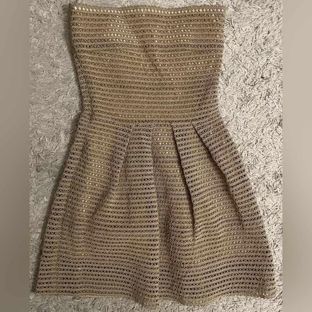 WOWCOUTURE WOW COUTURE beige strapless short mini dress small s